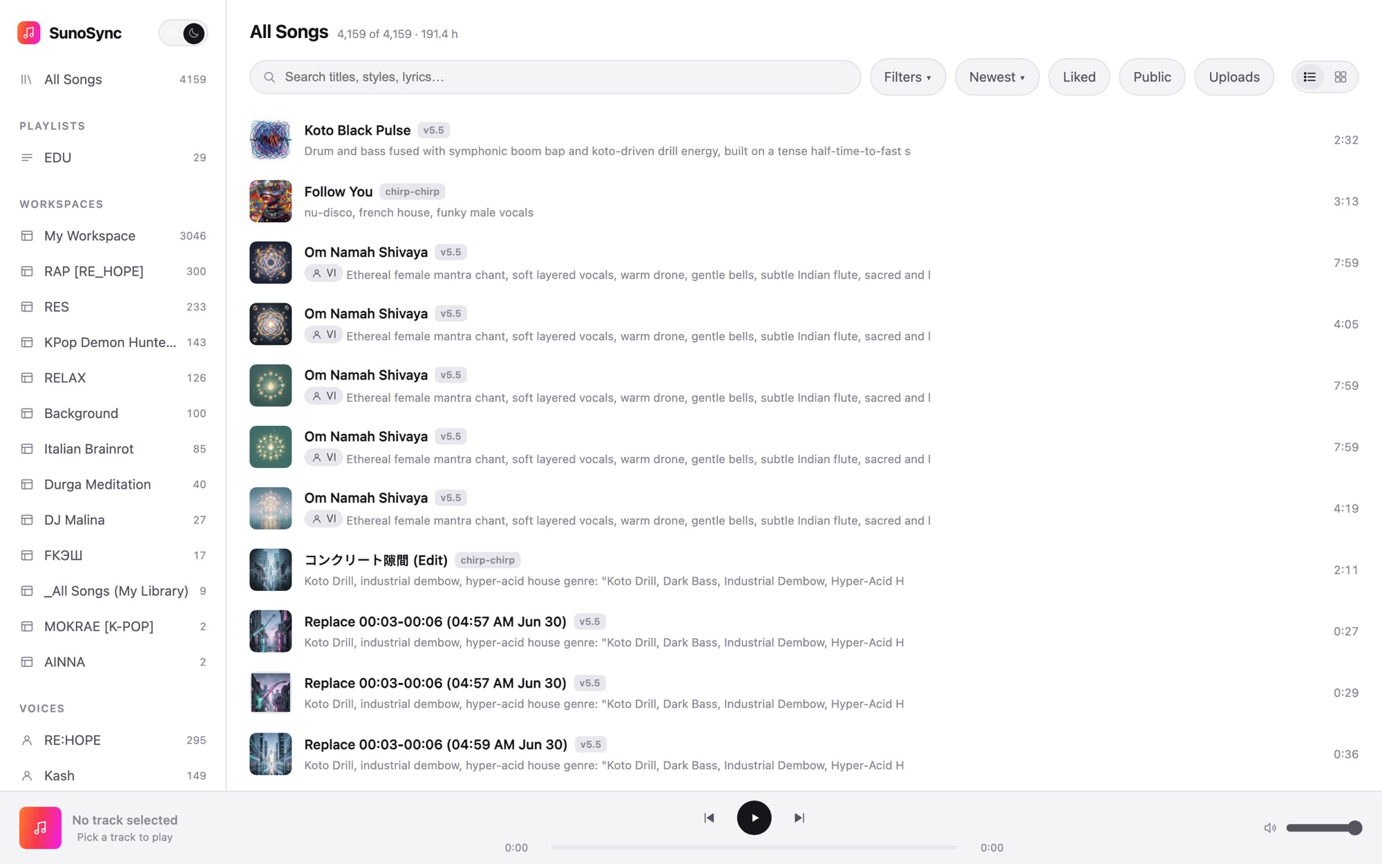 The same catalogue in its light theme.